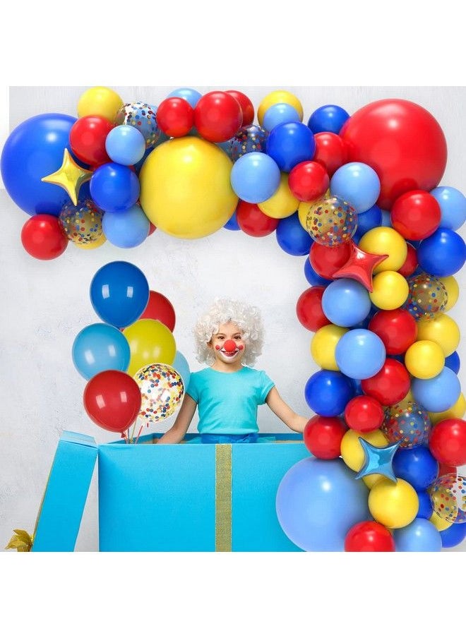 JOYYPOP - Carnival Circus Balloon Arch And Garland Kit With 117Pcs Red Blue Yellow Rainbow Latex Confetti Balloons Garland And Star Foil Balloons For Carnival Theme Birthday Party Decorations - Image 1