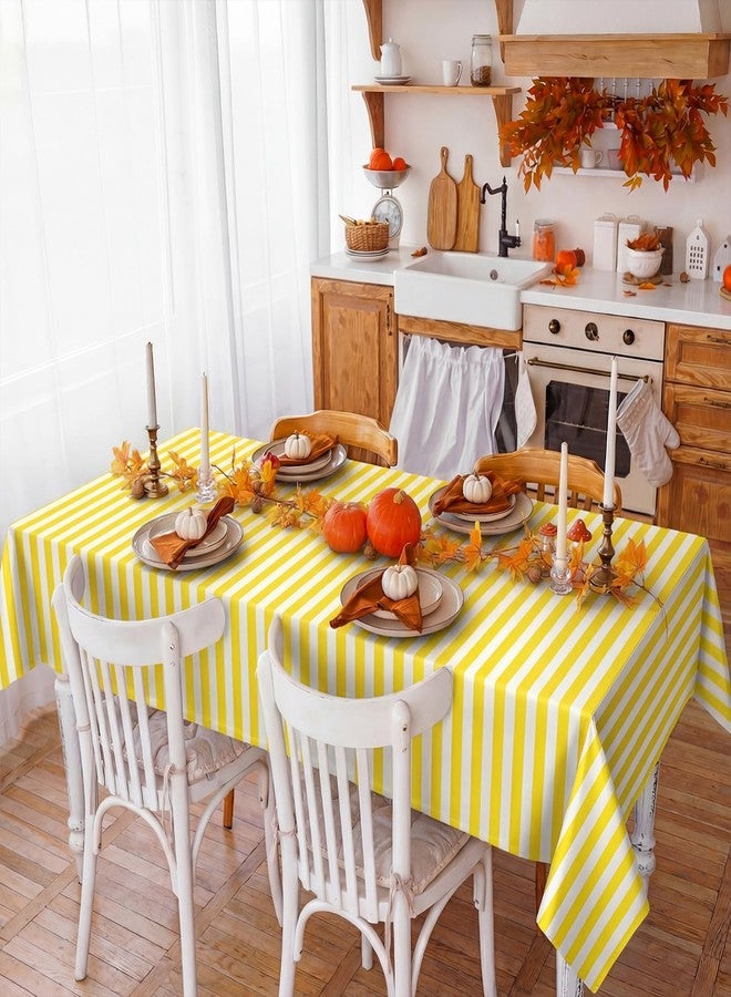 Moukeren 6 Pack Yellow and White Striped Tablecloths 54 x 108 Inch Waterproof Plastic Disposable Table Cover Stripe Rectangle Table Runner for Kitchen Outdoor Picnic Wedding Birthday Party - Image 5