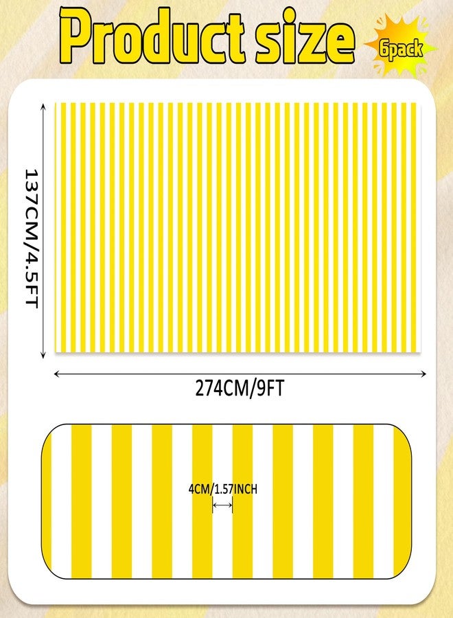 Moukeren 6 Pack Yellow and White Striped Tablecloths 54 x 108 Inch Waterproof Plastic Disposable Table Cover Stripe Rectangle Table Runner for Kitchen Outdoor Picnic Wedding Birthday Party - Image 2