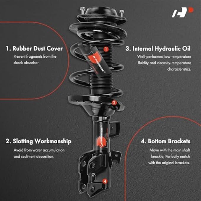 A-Premium Front Pair 2 Complete Strut And Coil Spring Assembly Compatible With Subaru Legacy 20182019 Driver And Passenger Side - Image 4