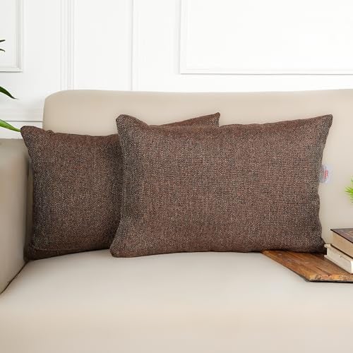 STITCHNEST 12x18 Inches Dark Brown Solid Jute Cushion Cover Set of 2 | Durable Textured Pillow Covers for Sofa, Bed & Living Room | Natural Fiber | Modern Minimal Style | Perfect for Home Decor - Image 4