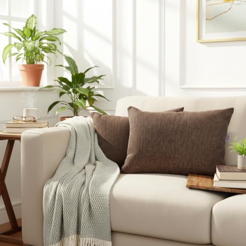 STITCHNEST 12x18 Inches Dark Brown Solid Jute Cushion Cover Set of 2 | Durable Textured Pillow Covers for Sofa, Bed & Living Room | Natural Fiber | Modern Minimal Style | Perfect for Home Decor - Image 5