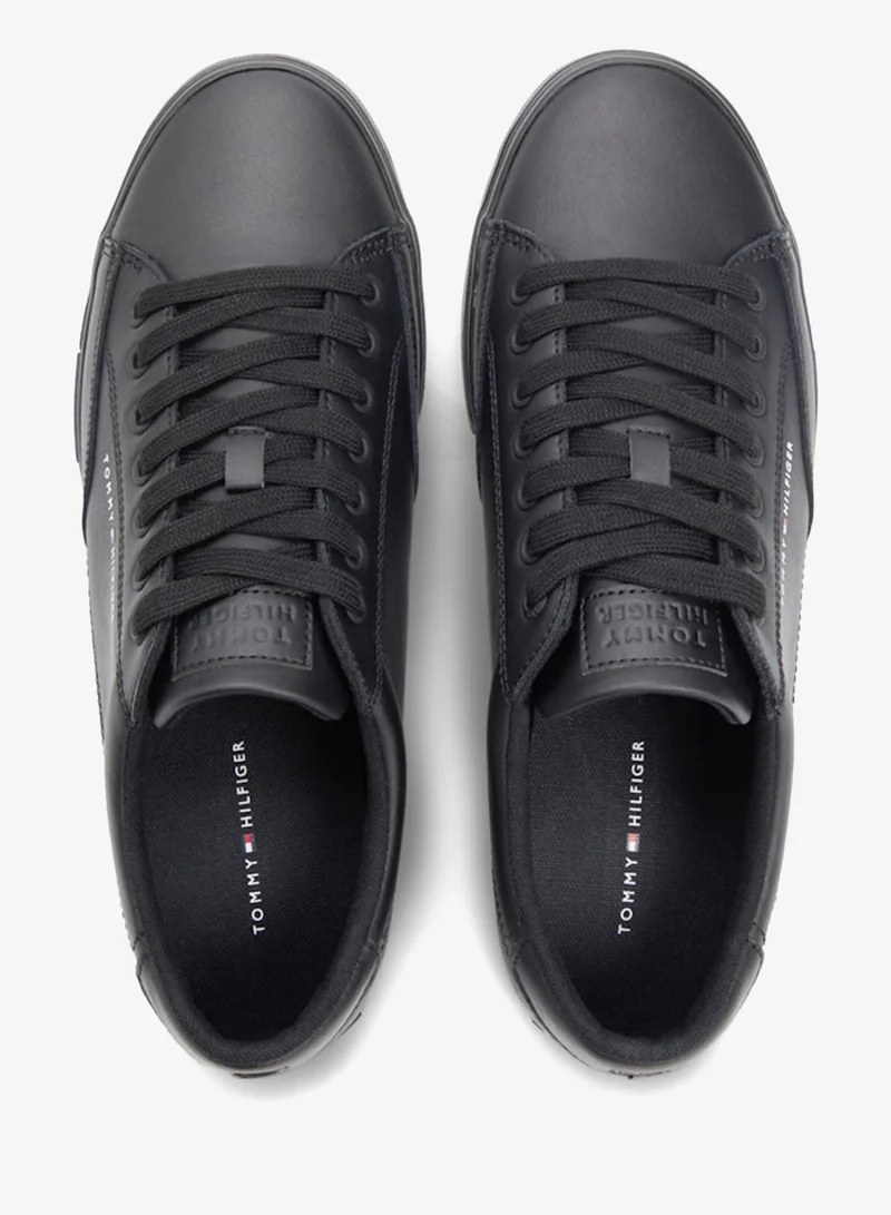Tommy Hilfiger Black Signature Midsole Lace-Up Sneakers With Leather for Men | Best Price UAE