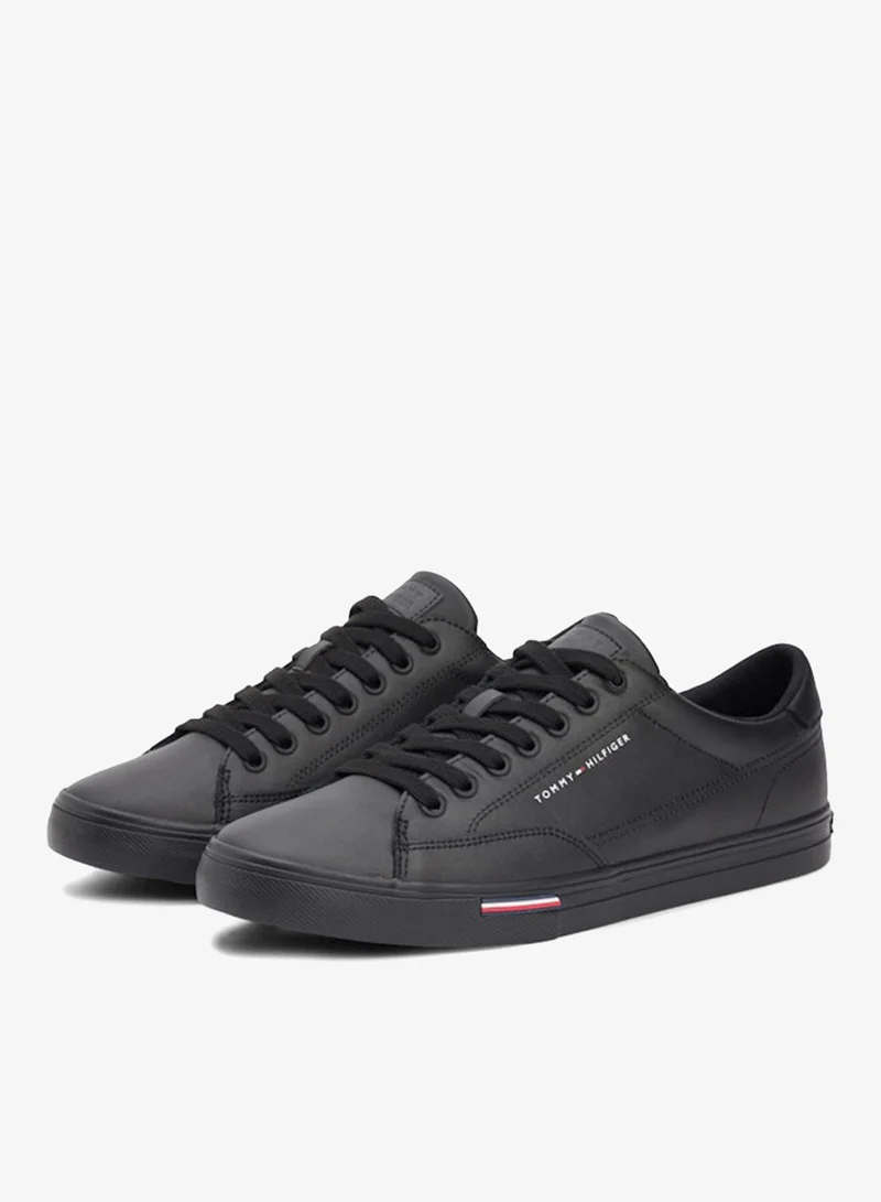 Tommy Hilfiger Black Signature Midsole Lace-Up Sneakers With Leather for Men | Best Price UAE