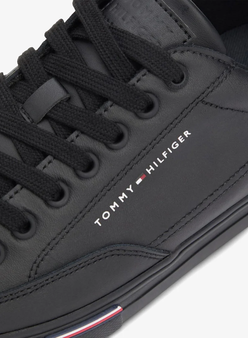 Tommy Hilfiger Black Signature Midsole Lace-Up Sneakers With Leather for Men | Best Price UAE