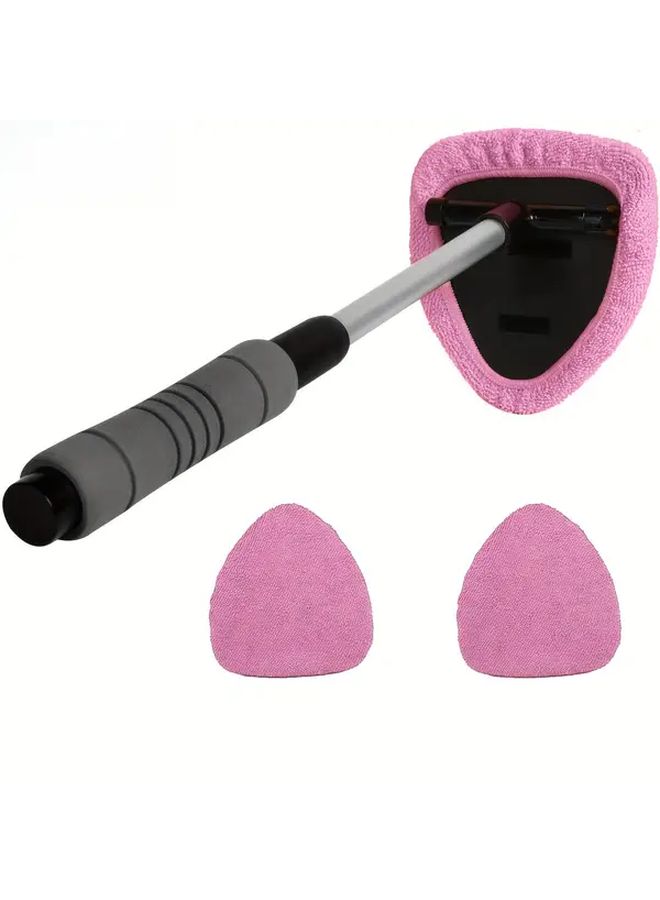 Pink Extendable Windshield Cleaner With Microfiber Pad Car Glass Wiper Kit - Image 2
