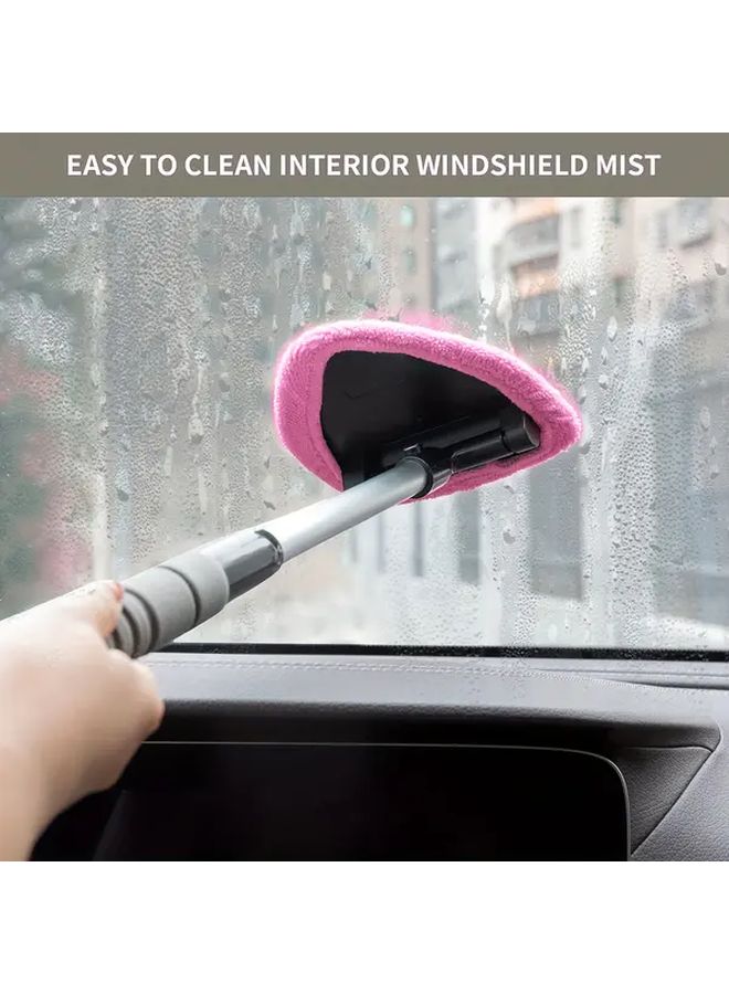 Pink Extendable Windshield Cleaner With Microfiber Pad Car Glass Wiper Kit - Image 1