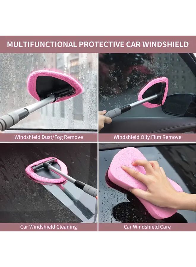 Pink Extendable Windshield Cleaner With Microfiber Pad Car Glass Wiper Kit - Image 3