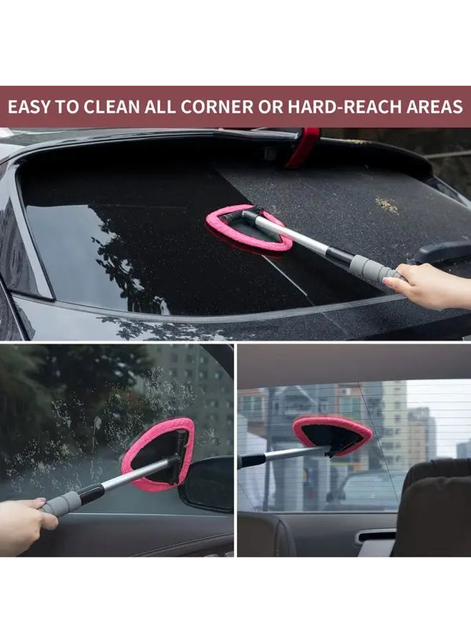 Pink Extendable Windshield Cleaner With Microfiber Pad Car Glass Wiper Kit - Image 5