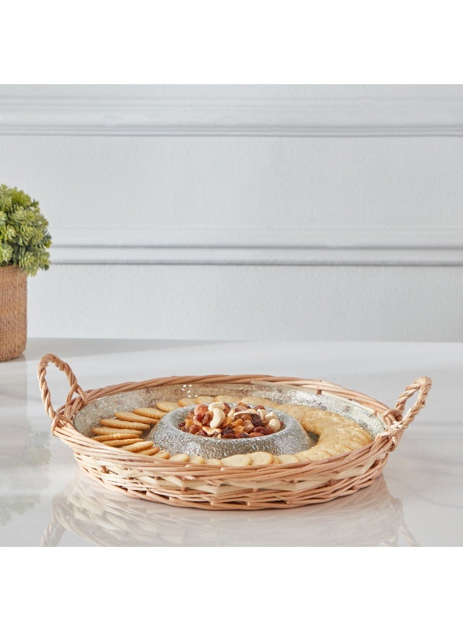 Home Box Minimalist 2-Piece Glass Serving Tray Set 32.6x32.7x10.4 cm - Image 1