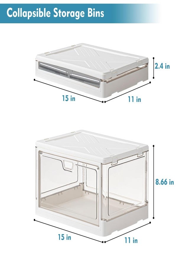 Kmiectse Clear Storage Bin with Lid 3 Pack 【Stackable & Sturdy】 Plastic Multifunctional Folding Storage Bins for Bedroom, Living Room, Study,Room, 23 QT Folding Box with Magnetic Door - Image 2