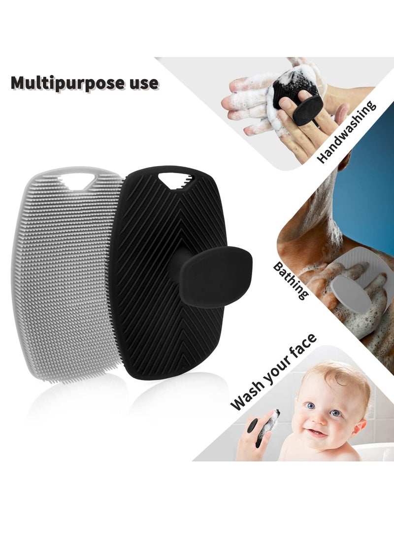 Excefore Body Scrubber, 2 Pcs Silicone Shower & Bathroom Accessory, Silicone Body Scrubber, Features Silicone-Grip Technology, Removable & Reusable Gentle Exfoliator Pad & Massager (Black + Grey) - Image 2