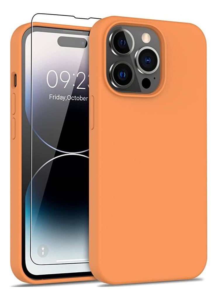 Generic جراب iPhone 14 Pro Max مع واقي للشاشة، غطاء مطاطي مرن ناعم من السيليكون، جراب هاتف واقٍ مقاوم للصدمات مناسب لهاتف iPhone 14 Pro Max مقاس 6.7  - Image 1