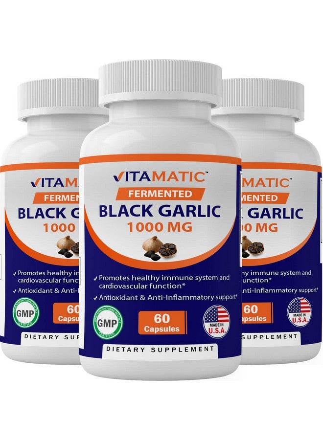 Vitamatic Fermented Black Garlic Extract 1000 Mg 60 Capsules Nongmo Gluten Free Antioxidant And Cholesterol Support (Total 180 Capsules) - Image 2