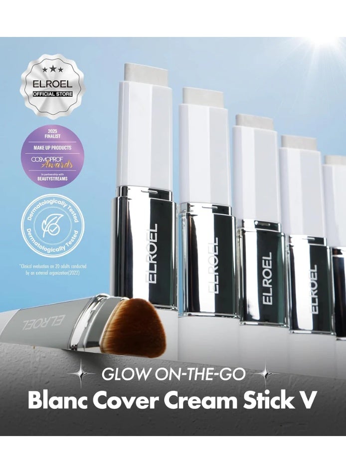 Elroel Blanc Cover Cream Stick Foundation – Light Shade Hydrating Full Coverage Cream Stick Foundation with Built-In Brush - Image 5