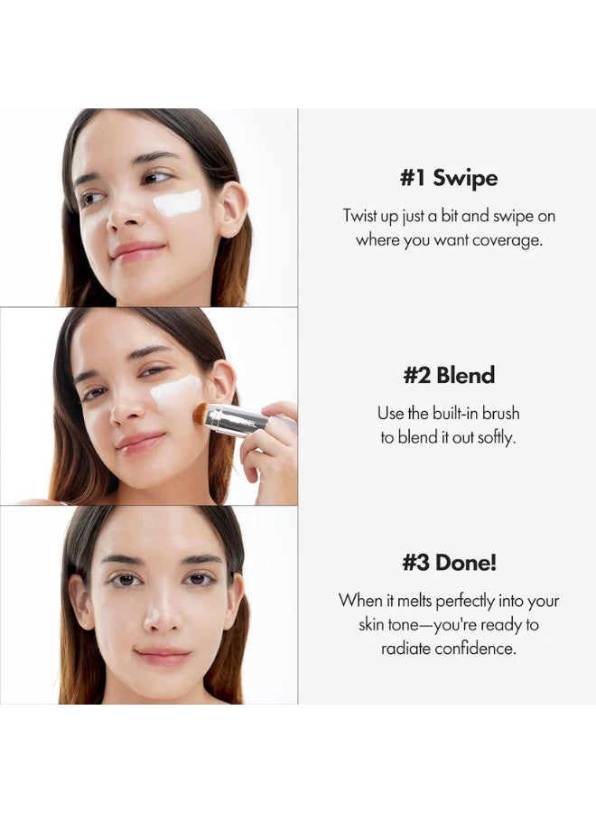 Elroel Blanc Cover Cream Stick Foundation – Light Shade Hydrating Full Coverage Cream Stick Foundation with Built-In Brush - Image 2