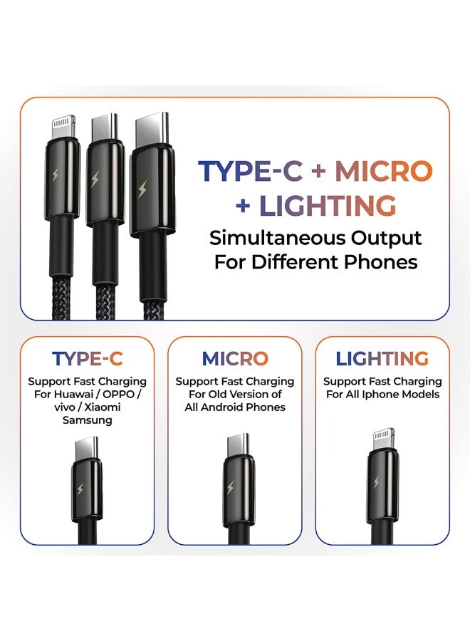 myTVS 38W Fast Car Charger with Dual Output (Type C PD 20W & USB Qualcomm 3.0) with 3-in-1 Charging Cable, Quick Charge, Short-Circuit Protection, LED, Compatible with iPhone, Android, Tablet - Image 1