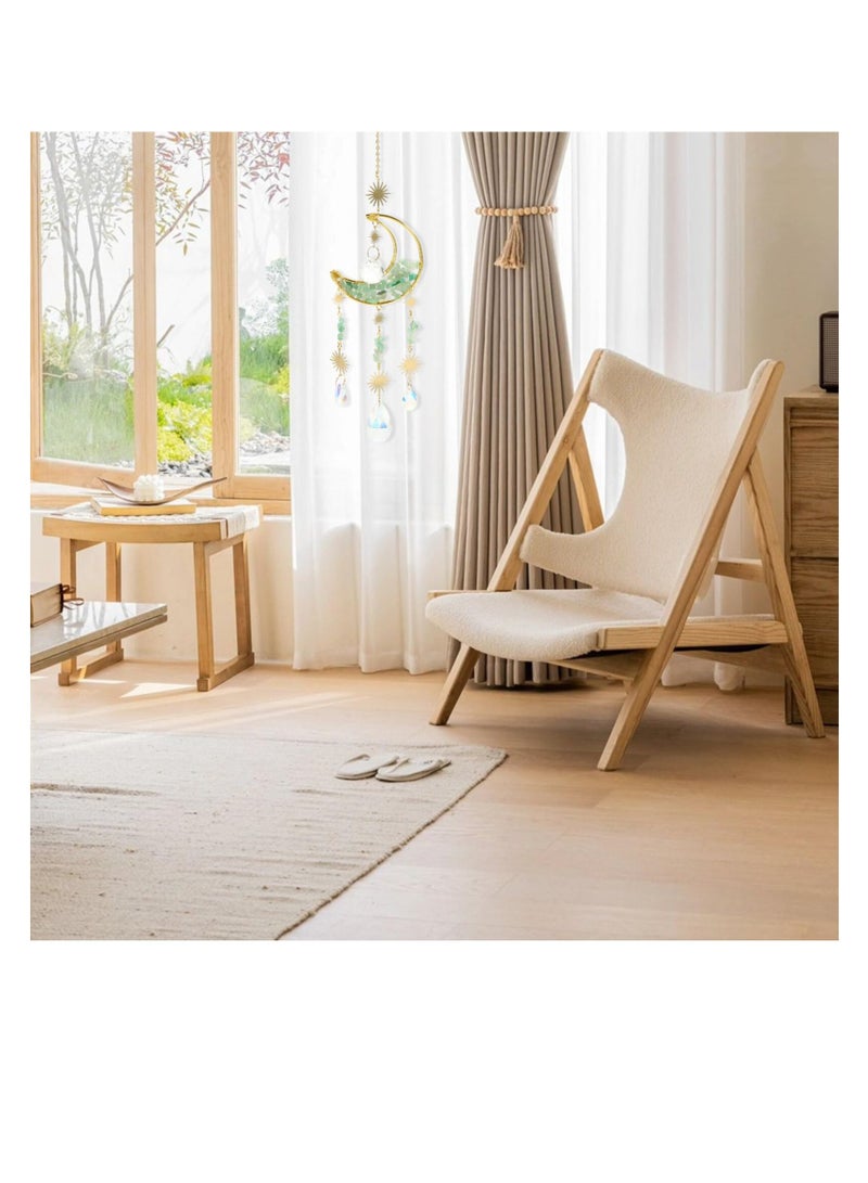 SOLARAE Healing Crystals Suncatcher, Moon Dreamcatcher, Hanging Crystals Dream Catcher, with Crystal Pendants Rainbow Maker, for Window, Garden, Home, Party Wedding - Image 2