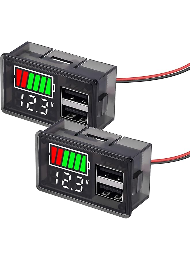 Excefore 2Pcs Battery Capacity Monitor - Indicator Meter, Icstation Dc 8-30V Digital Battery Meter With 2 Usb Ports, Rv Battery Monitor 12V With Power-Off Memory, For Marine, Rv, Golf Cart Motorcycle - Image 1