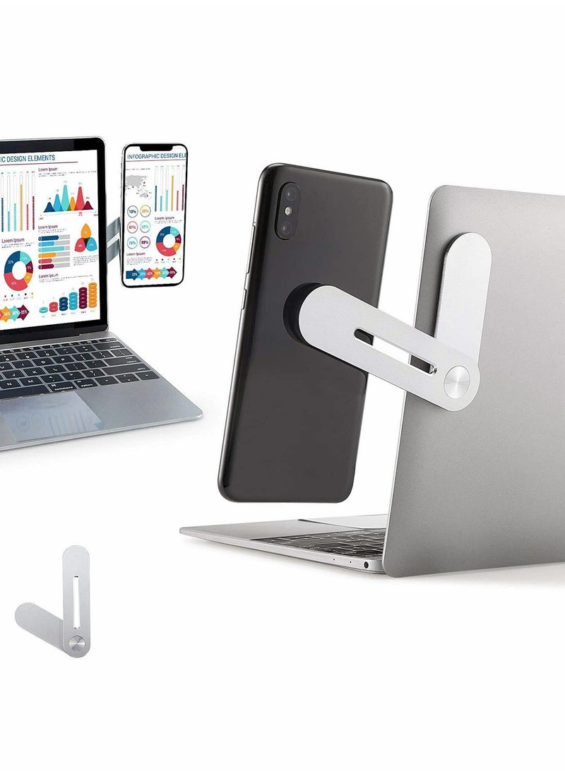 Generic - Side Mount Clip on Laptop for Phone, Aluminum Alloy Computer Expansion Bracket with Rotatable Angle Adjustment Foldable Phone Holder Stand for Laptop Same Screen for All Smart Phones - Image 1