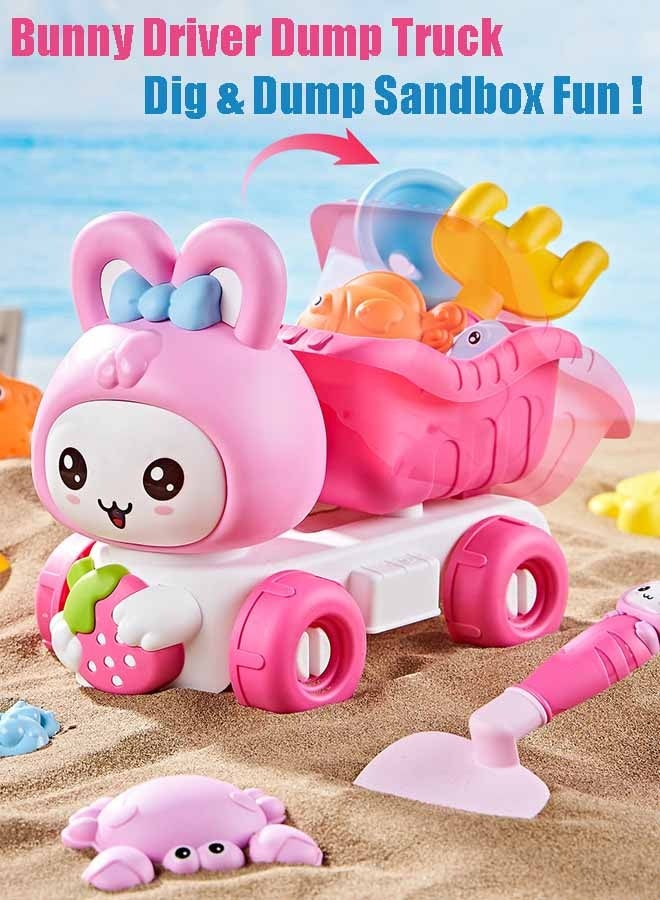 إيزي سو مجموعة ألعاب شاطئ على شكل أرنب مكونة من 5 قطع مع حقيبة شبكية للعب في الهواء الطلق، بما في ذلك دلو رمل، وعلبة سقاية، ومجرفة، وقوالب رمل، مجموعة ألعاب رمل الشاطئ للأطفال الصغار، والأولاد، والبنات، باللون الوردي - Image 5