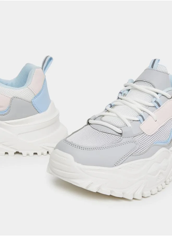 Styli Chunky Color Block Mesh Sneakers
