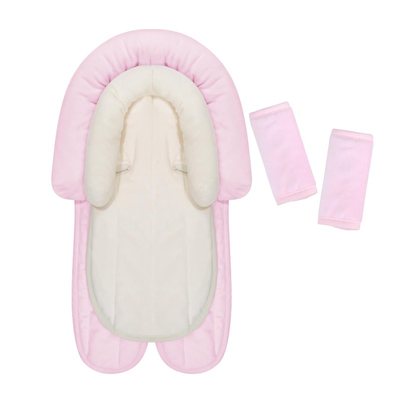 COOLBEBE New Babybody Support & Strap Covers Set for Newborn Infant Toddler- Extra Soft Stroller Cushion Pads Car Seat Insert, Perfect for Carseats, Strollers, Swings, Pink - Image 1