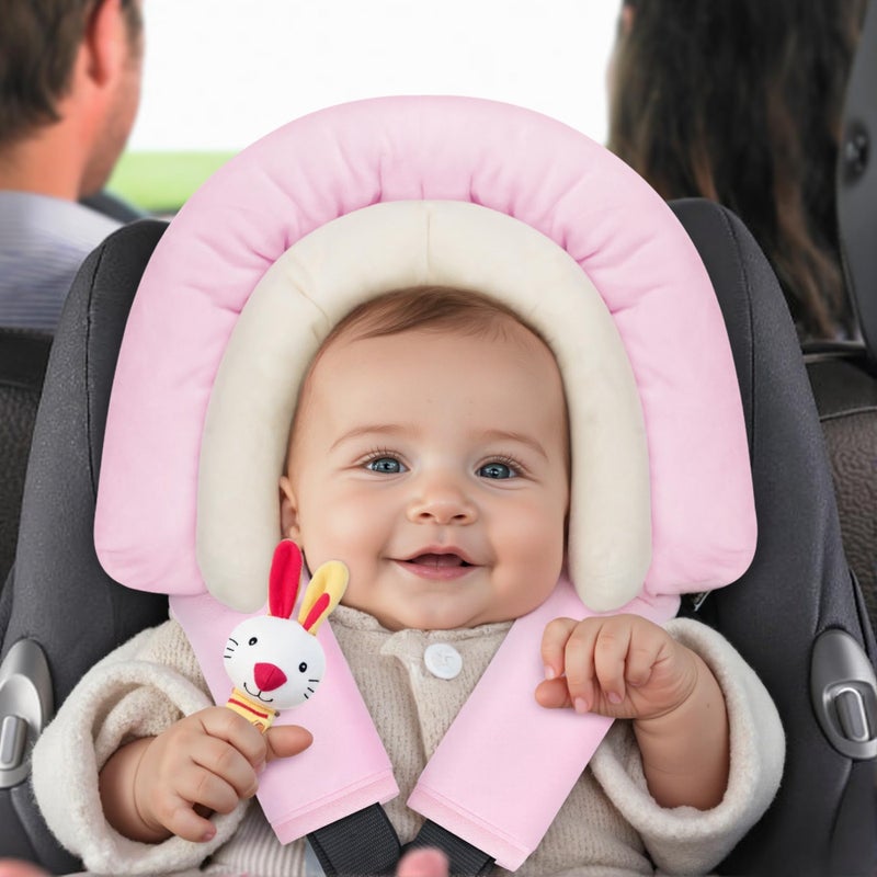 COOLBEBE New Babybody Support & Strap Covers Set for Newborn Infant Toddler- Extra Soft Stroller Cushion Pads Car Seat Insert, Perfect for Carseats, Strollers, Swings, Pink - Image 2