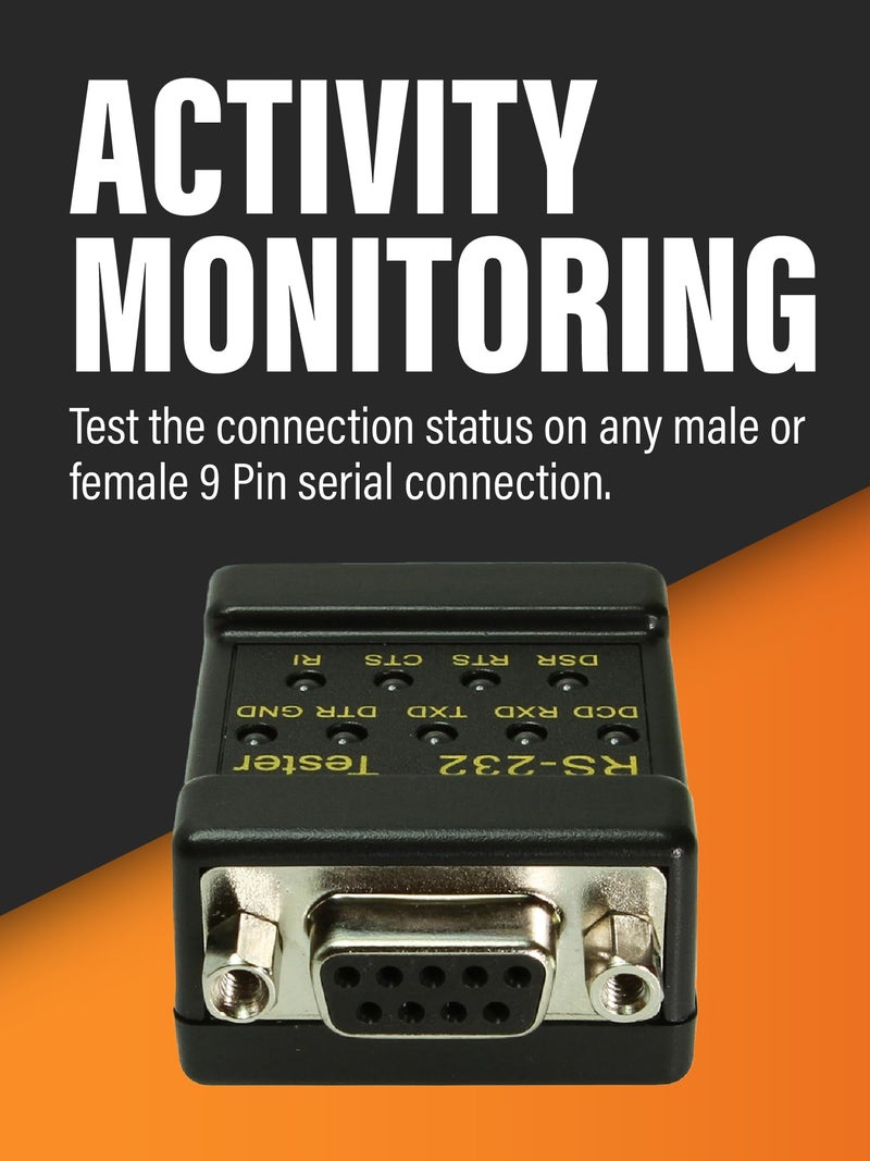 CABLEMAX RS-232 LED Link Signal Tester - DB-9 Male to DB-9 Female Connections for Serial Communication Monitoring - Image 2