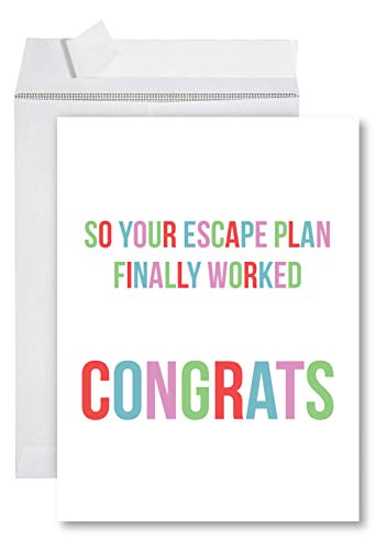 Andaz Press Funny Jumbo Retirement Card With Envelope 8.5 x 11 inch, Farewell Office, So Your Escape Plan Finally Worked Congrats 1-Pack, Includes Envelope - Image 1