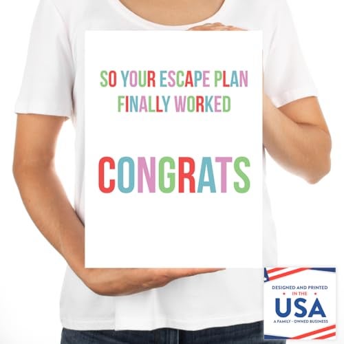 Andaz Press Funny Jumbo Retirement Card With Envelope 8.5 x 11 inch, Farewell Office, So Your Escape Plan Finally Worked Congrats 1-Pack, Includes Envelope - Image 4