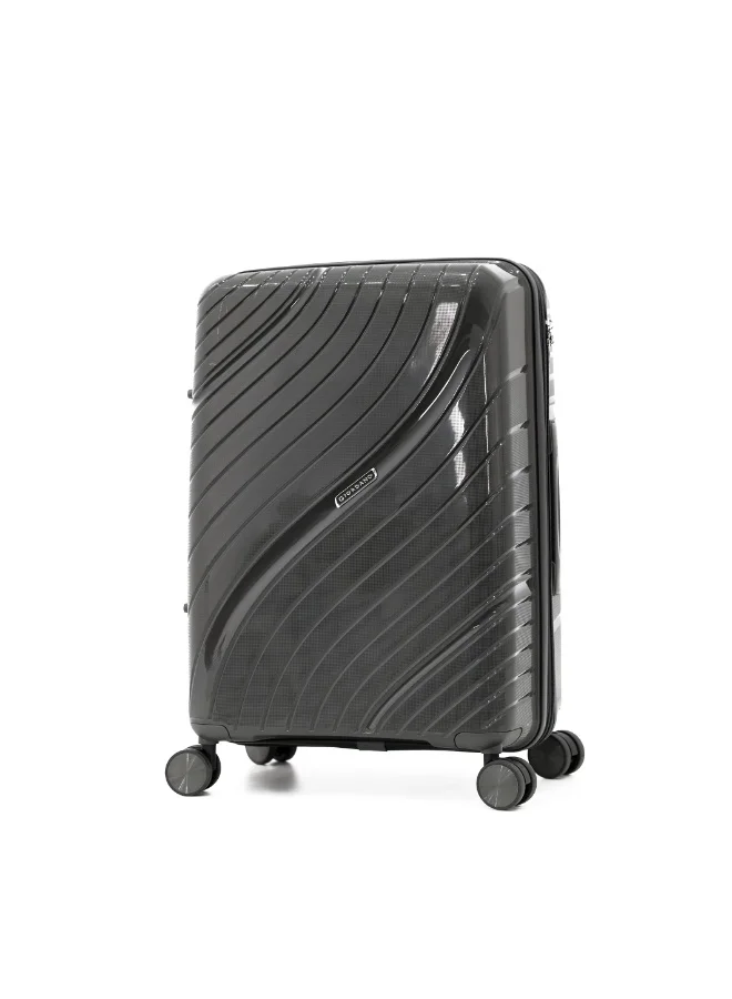 GIORDANO Durable PP Hard Shell Luggage Trolley Bag 5 Pieces Set,Grey (BC-14,S-20,M-24,L-28,XL-32 Inch)