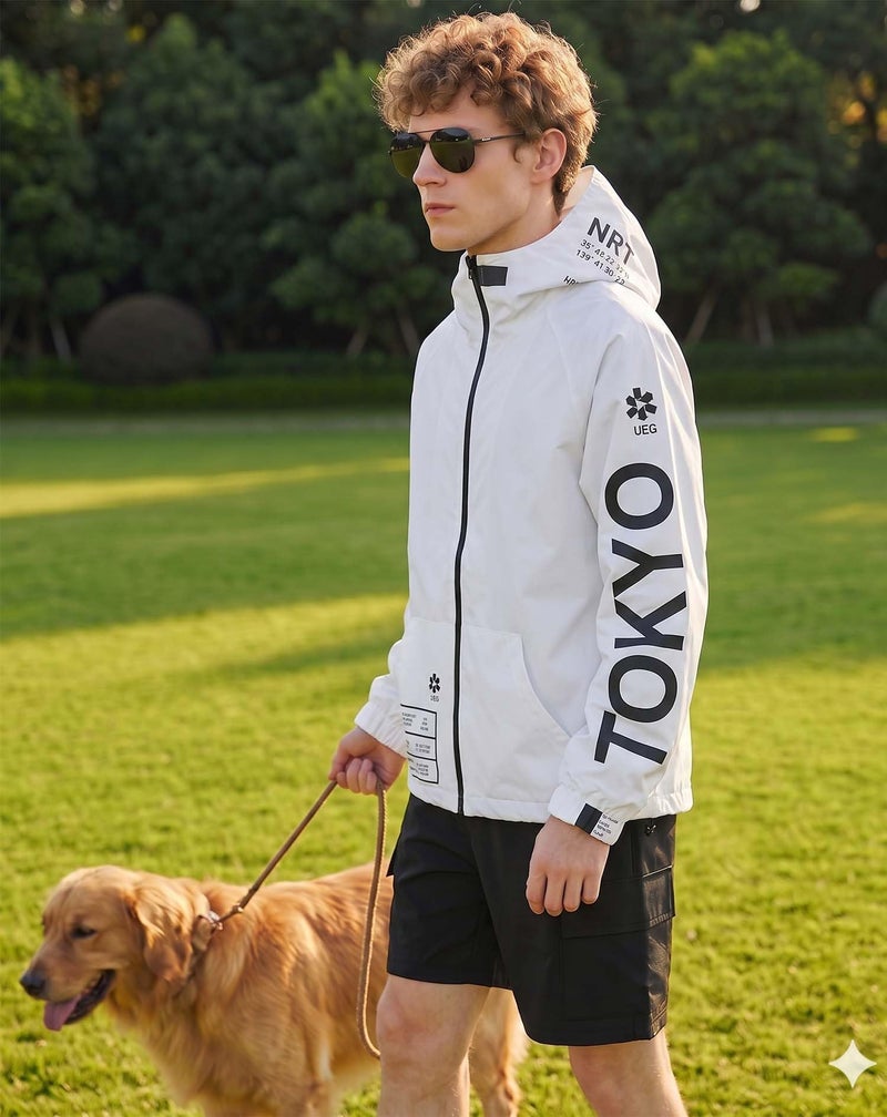 Niepce Inc Japanese Streetwear Waterproof Windbreaker Jackets for Men (White, Large) - Image 2