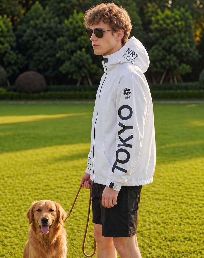 Niepce Inc Japanese Streetwear Waterproof Windbreaker Jackets for Men (White, Large) - Image 3
