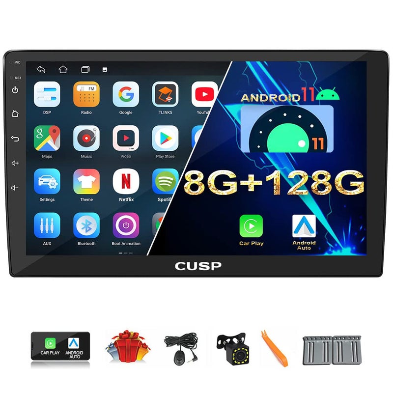 راديو سيارة 101 بوصة جديد 2025 بنظام أندرويد 8G128G مزدوج الدين عالمي مع Apple Carplay اللاسلكي وAndroid Auto شاشة QLED بدقة 1280x720 بكسل وحدة GPS مدمجة مشغل وسائط بلوتوث وحدة رئيسية