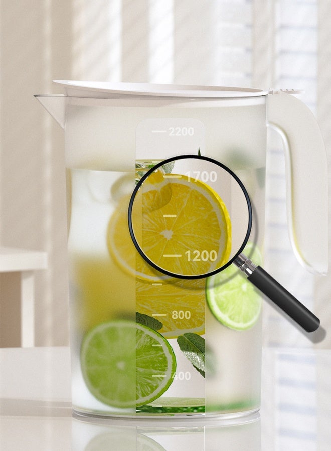 إبريق مياه بلاستيكي سعة 2.2 لتر مع غطاء لتخمير الشاي ومشروبات العصير والمشروبات الأخرى مع علامات مقياس - Image 3