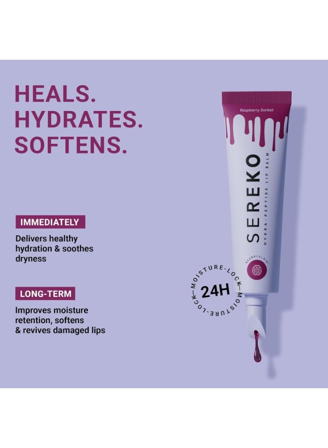 SEREKO Hydra Peptide Tinted Lip Balm | Ceramides & Squalane | 24H Moisture Lock, Plumps & Smooths | For Dry & Chapped Lips | Raspberry Sorbet | 8 g - Image 3
