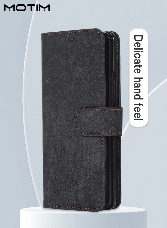 Motim Samsung Galaxy Z Fold 4 Wallet Case with Card Holder, Flip Screen Protector Shockproof Cover Case with Pen Slot and Hand Strap, Protective Kickstand - Image 3