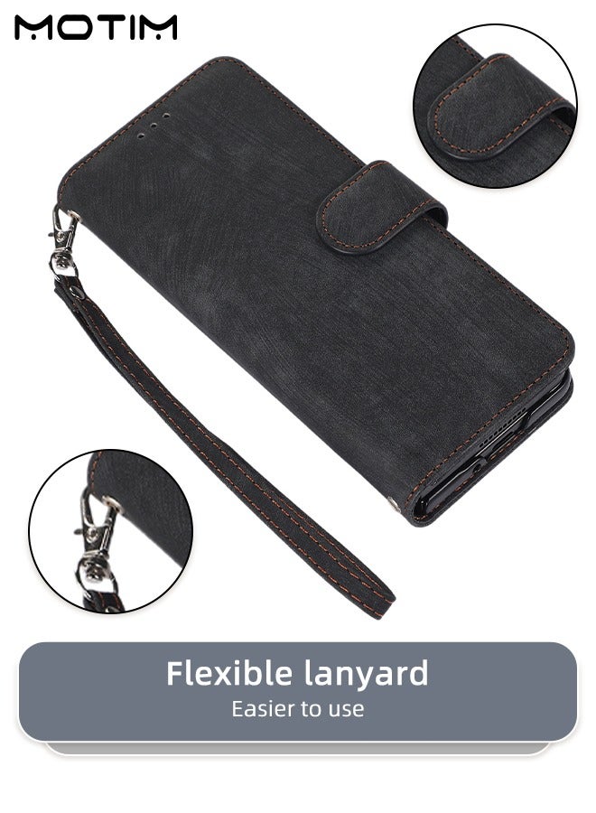 Motim Samsung Galaxy Z Fold 4 Wallet Case with Card Holder, Flip Screen Protector Shockproof Cover Case with Pen Slot and Hand Strap, Protective Kickstand - Image 2