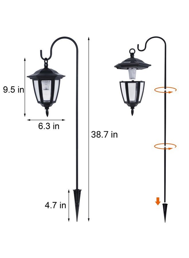Dynaming 2 Pack Solar Hanging Lights Outdoor, Solar Powered Garden Decorative Lanterns with 2 x 34 Inch Shepherd Hooks, Waterproof Landscape Lighting for Lawn Patio Yard Pathway Driveway, Warm White - Image 3
