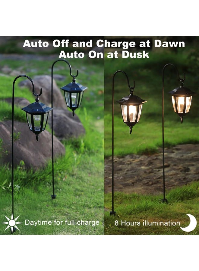 Dynaming 2 Pack Solar Hanging Lights Outdoor, Solar Powered Garden Decorative Lanterns with 2 x 34 Inch Shepherd Hooks, Waterproof Landscape Lighting for Lawn Patio Yard Pathway Driveway, Warm White - Image 2