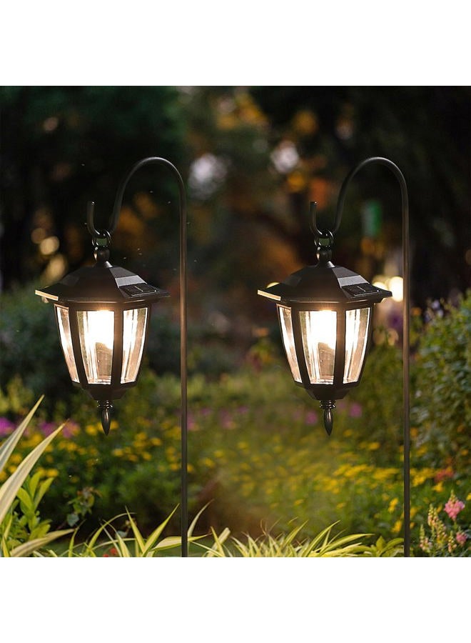 Dynaming 2 Pack Solar Hanging Lights Outdoor, Solar Powered Garden Decorative Lanterns with 2 x 34 Inch Shepherd Hooks, Waterproof Landscape Lighting for Lawn Patio Yard Pathway Driveway, Warm White - Image 4