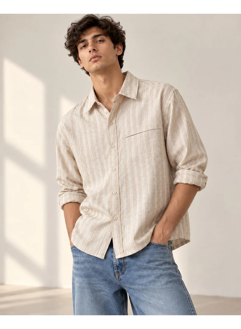 فكتور اند جين Men's Textured Long Sleeve Button-Up Shirt