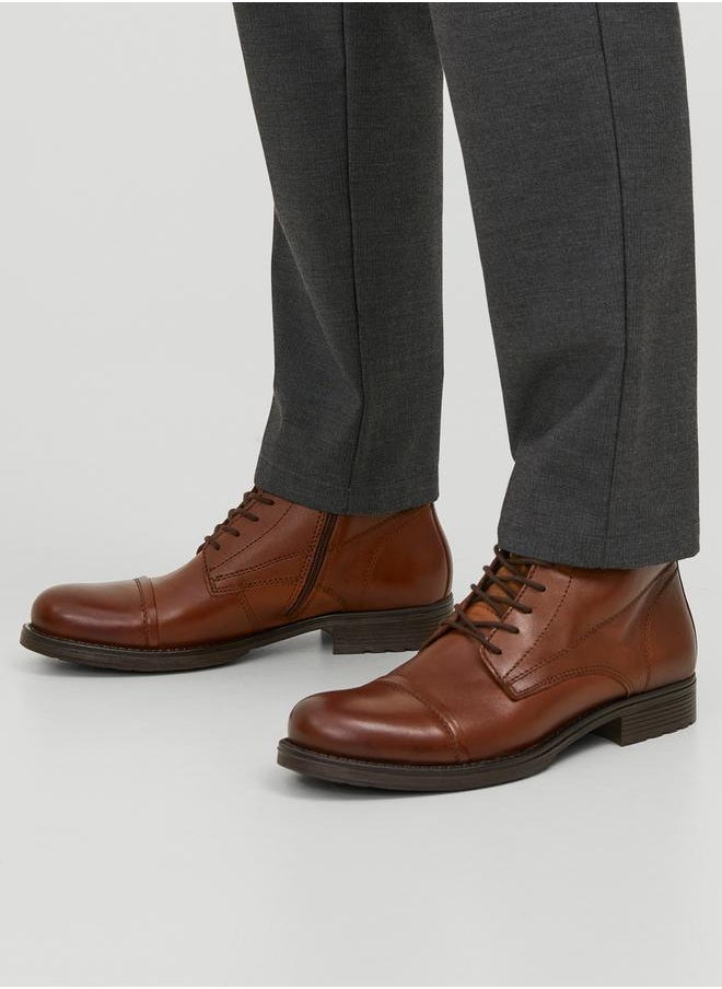 JACK & JONES Lace Up Round Toe Leather Boots  - Image 1