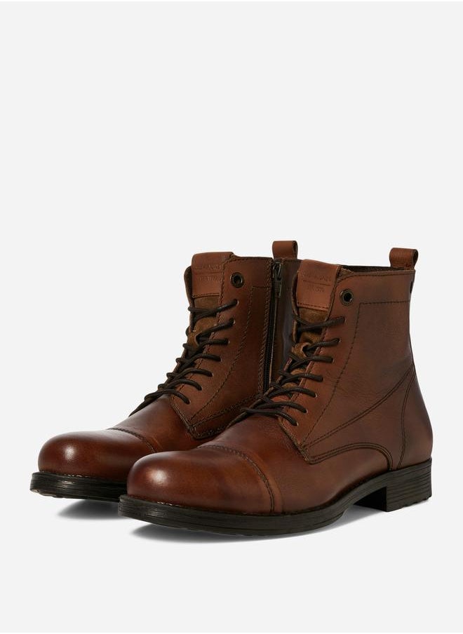 JACK & JONES Lace Up Round Toe Leather Boots  - Image 2