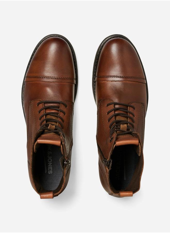 JACK & JONES Lace Up Round Toe Leather Boots  - Image 4