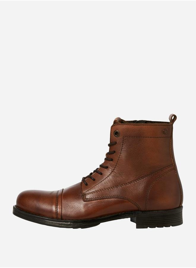 JACK & JONES Lace Up Round Toe Leather Boots  - Image 3