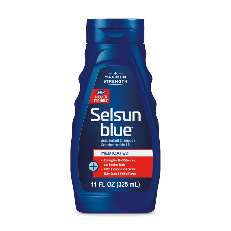 Selsun Blue Medicated Antidandruff Shampoo, Maximum Strength Scalp Treatment With Selenium Sulfide, 11 fl. oz. - Image 1