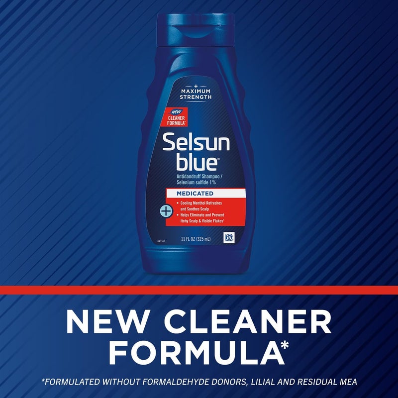 Selsun Blue Medicated Antidandruff Shampoo, Maximum Strength Scalp Treatment With Selenium Sulfide, 11 fl. oz. - Image 3