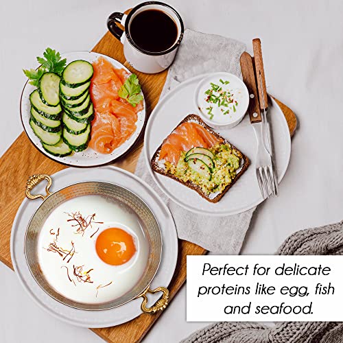 Crystalia Authentic Hammered Copper Pan and Cookware, Traditional Handmade Copper Skillets for Cooking, Egg Fry Omelet Pan with Ergonomic Metallic Handles (7 Inches) - Image 2